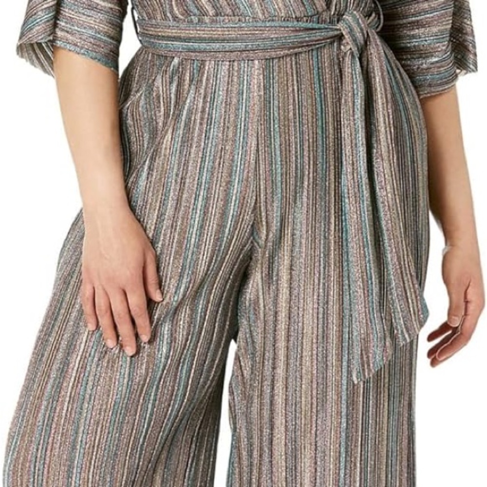 Little Mistress Plisse Striped Women's Jumpsuit NWT Size 14 US, 18 UK